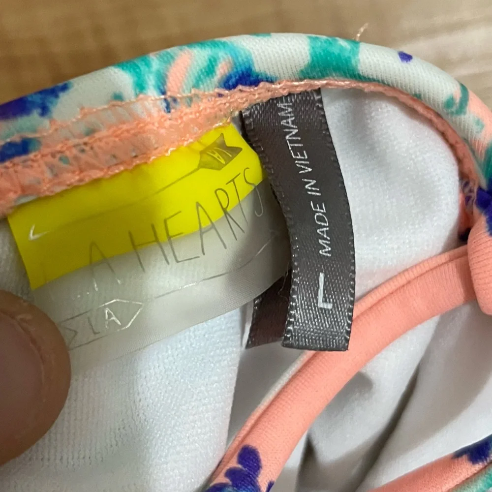 LA Hearts Corset One Piece Floral Swimsuit with adjustable Lace Up back Halter - Picture 5 of 5